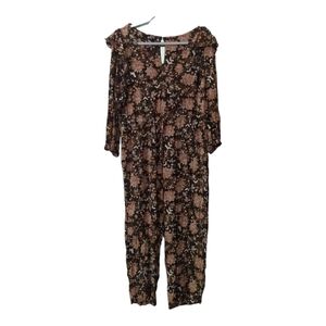 Free People  Lux Floral Ruffle Drawstring Waist Jumpsuit
